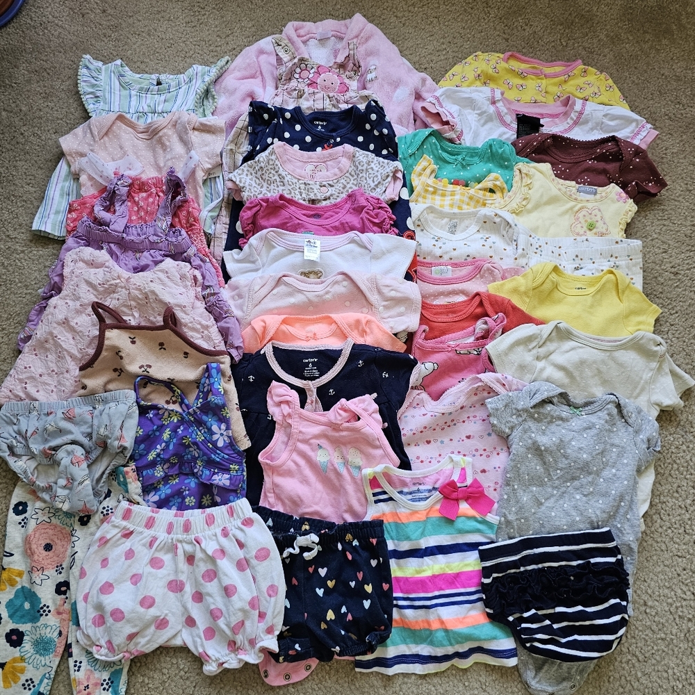 38pc baby girl clothing 3 6 month shorts dress footie onesie romper robe swim